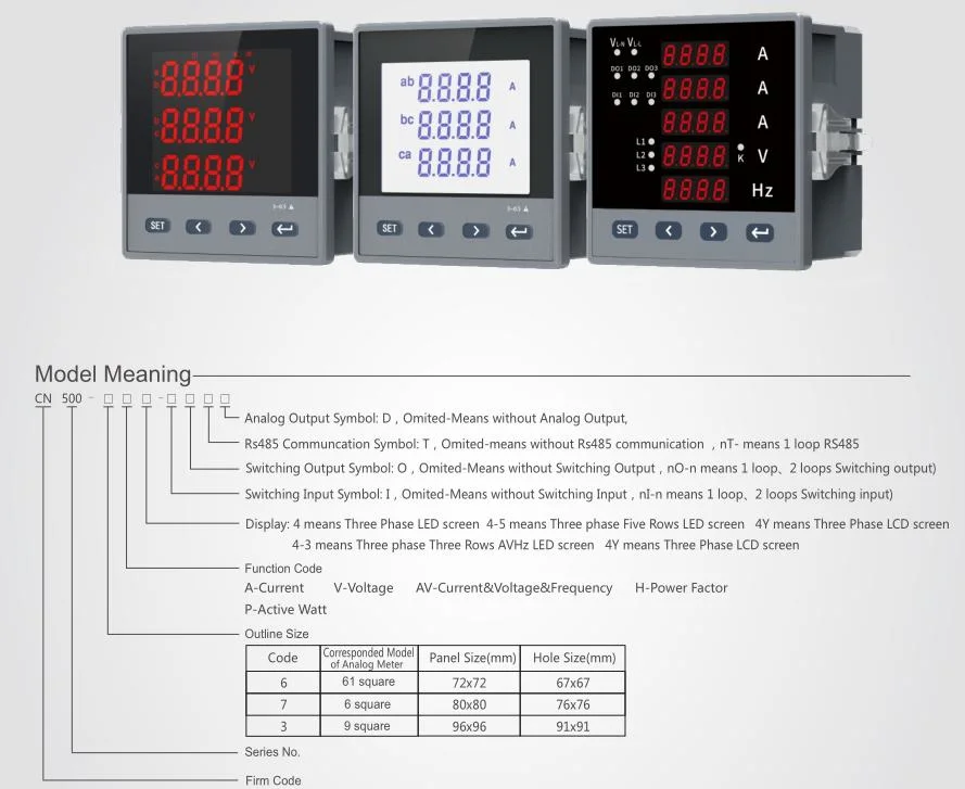 Three Phase Energy Meter Multifunction Meter Power Quality Analyzer AC Digital Power Meter