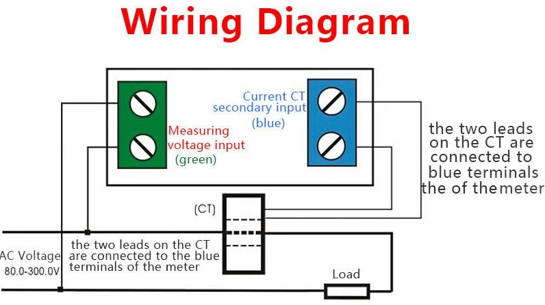 D69-2049 100A 80-300V Digital AC Voltmeter and Ammeter Voltage Meters Electric Power Energy