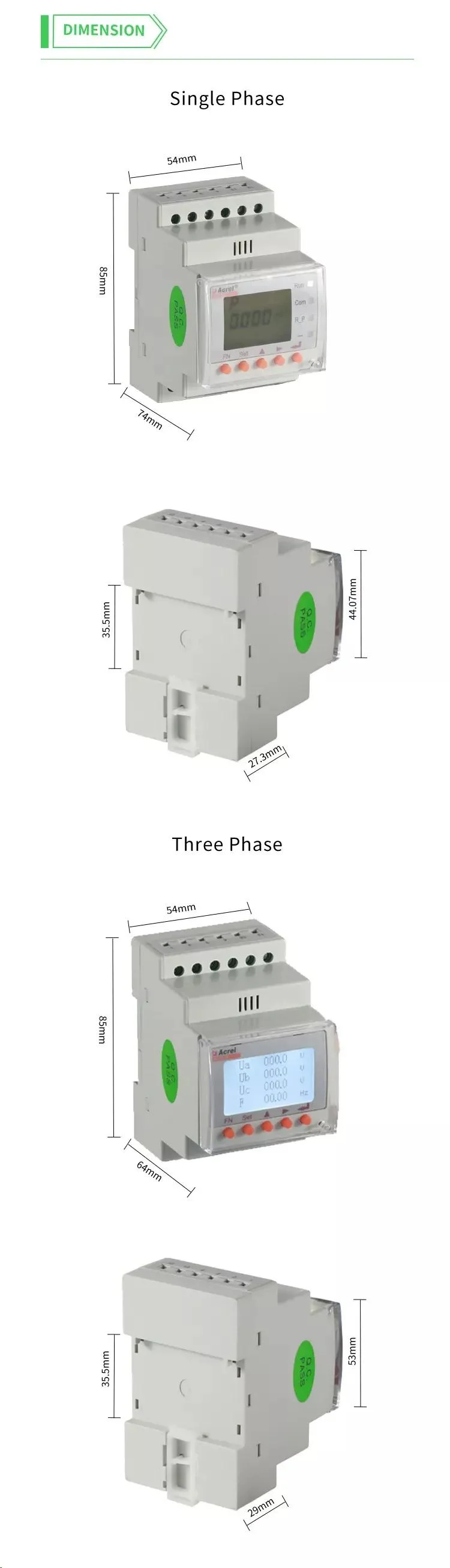 ACR10r-DxxTE4 Three Phase Four Wire PV/Solar Inverter Energy Meter