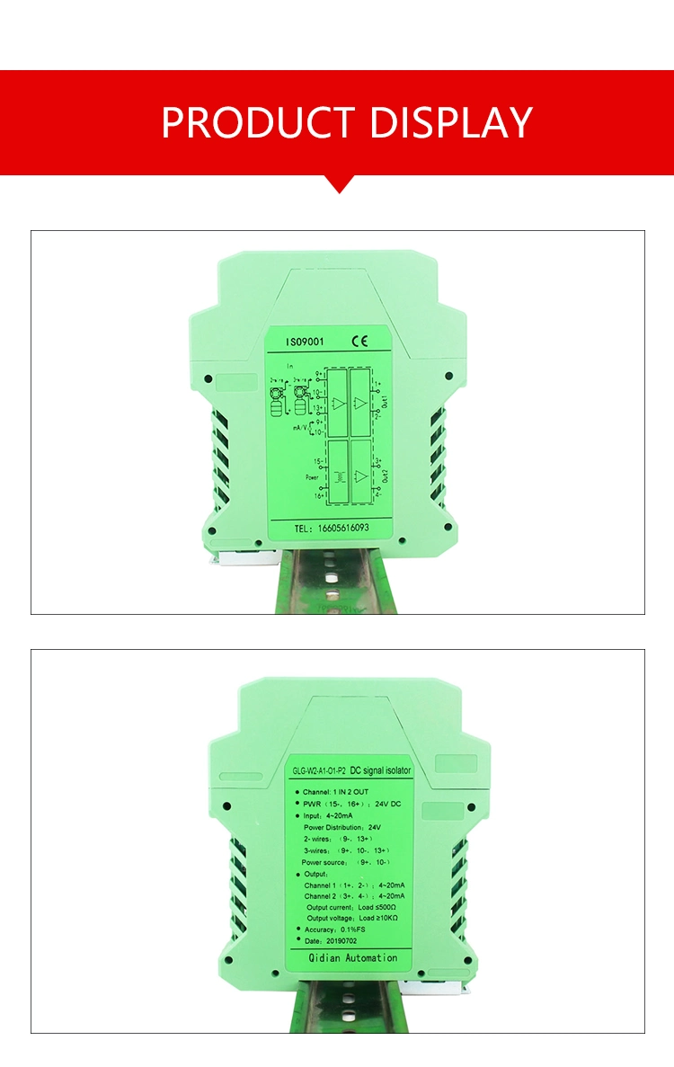 Analog Signal Isolator DIN-Rail 4-20mA 0-10V 1-5V Input Signal Transmitter Signal Isolator 4-20mA Output Signal Isolation DC24V Power Signal Transducer Sale