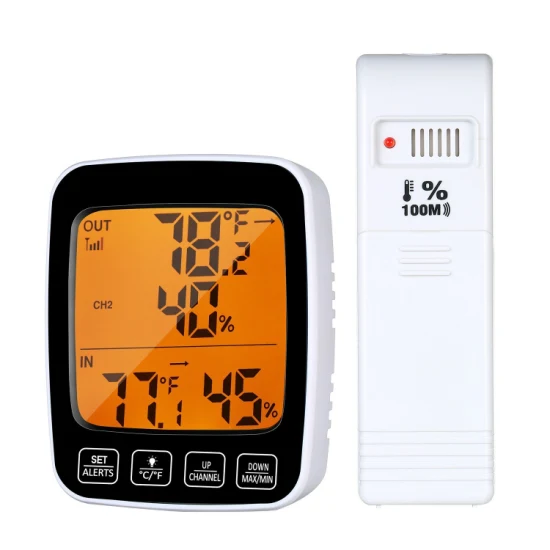 Stazione meteorologica wireless LCD, misuratore di temperatura e umidità, monitor, pulsante touch